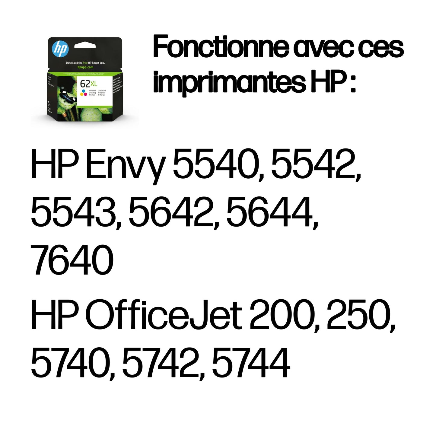 Cartouche d'encre HP 62xl - couleurs vives et durables