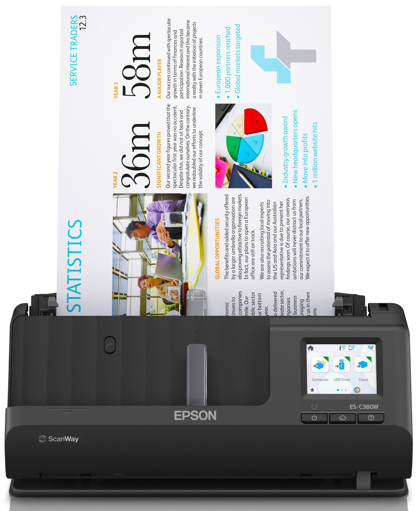 Scanner Epson es-c380w - numérisation recto verso rapide