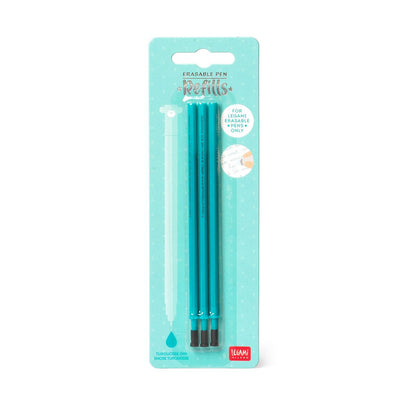 Recharges legami  stylo effaçable - pointe 0,7 mm, turquoise  lot de 3