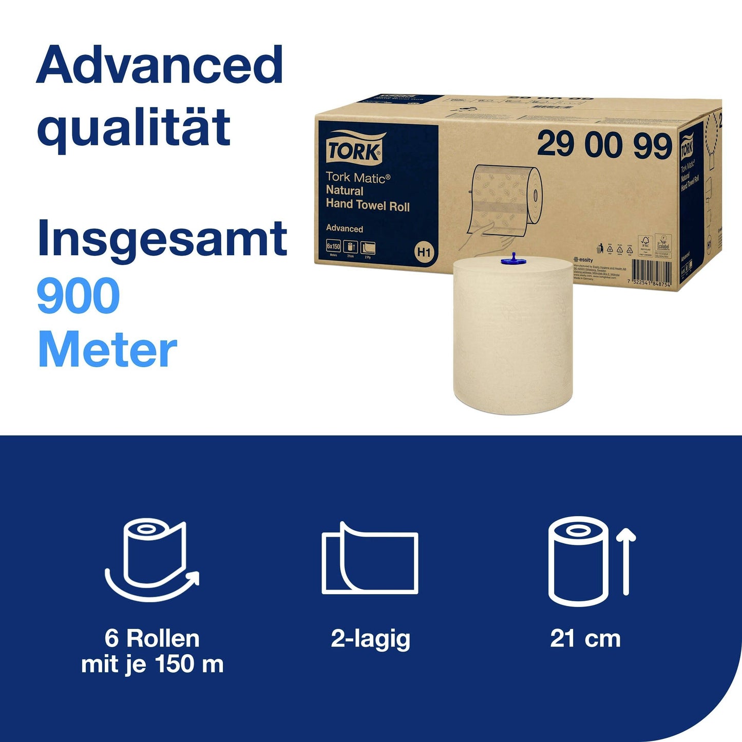 Essuie mains rouleau nature 150m