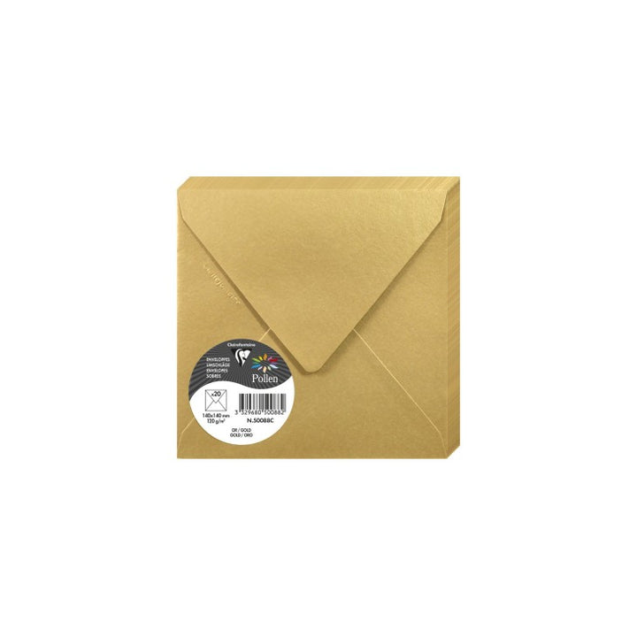 Enveloppes carrées 140x140 mm - couleur or, 20 pcs