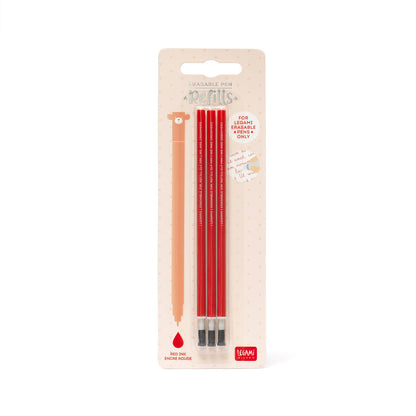 Recharges Stylo Effaçable Rouge legami  - Pointe 0,7 mm  pack de 3