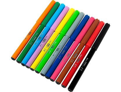 Feutres dessin pointe Fine - Assortis, 12 pièces