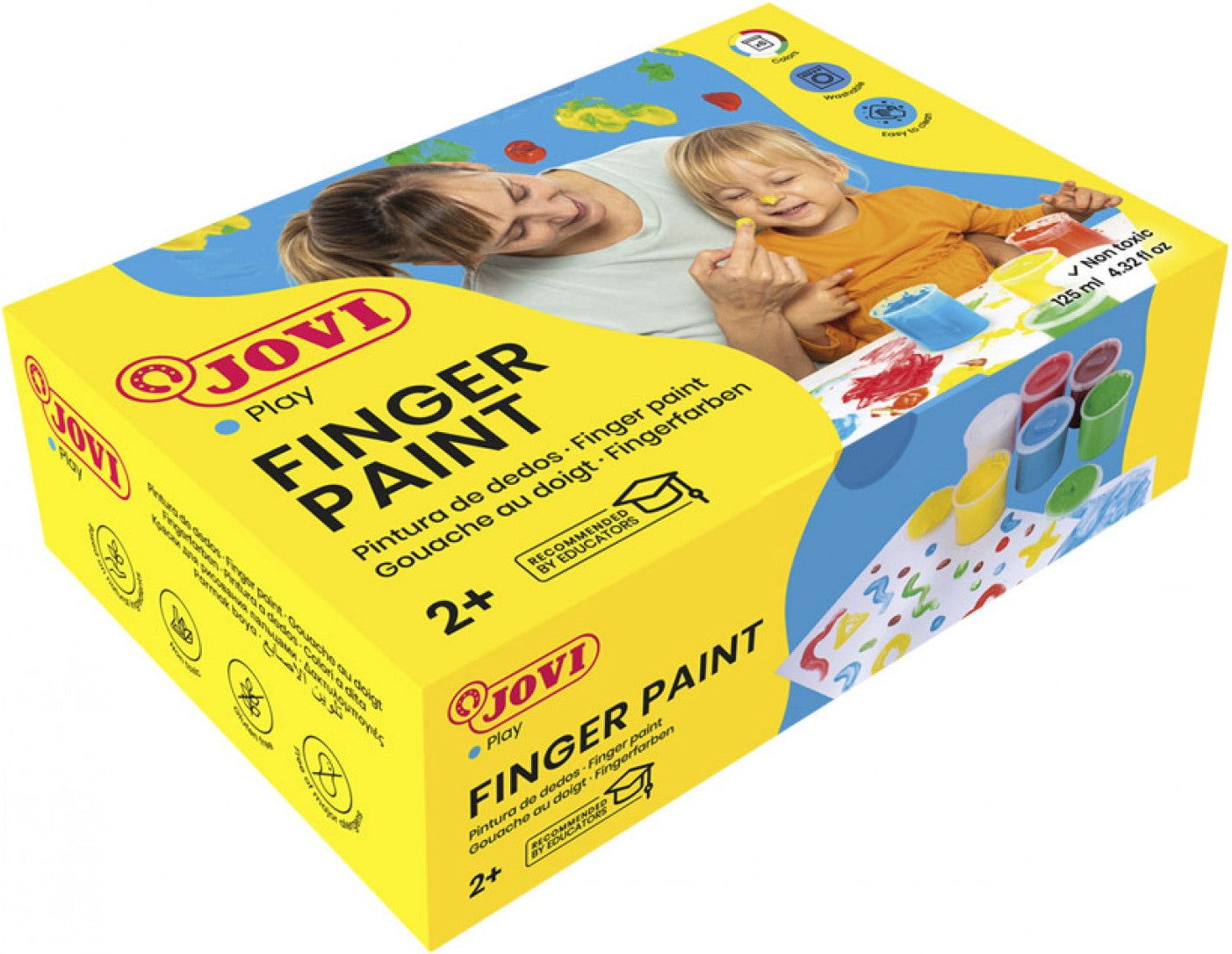 Peinture gouache doigt - set de 6 couleurs lavables