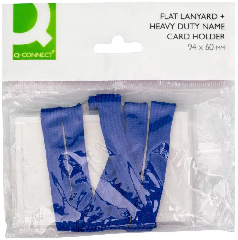 Porte-badge rigide 94x60 mm avec lacet bleu