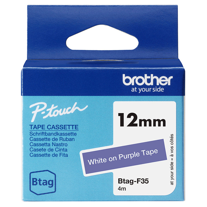 Ruban étiqueteuse Btag 12mm - blanc/violet Résistant et polyvalent