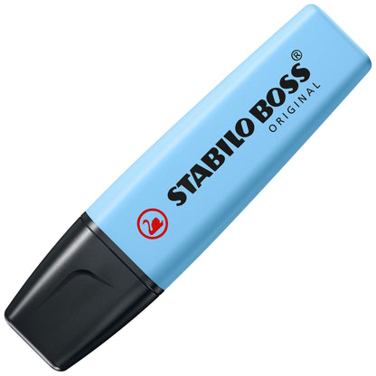 Surligneur Stabilo boss pastel bleu - pointe biseautée, encre à eau