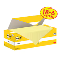 Notes adhésives Post-it®127x76 mm - pack de 18+6 offerts