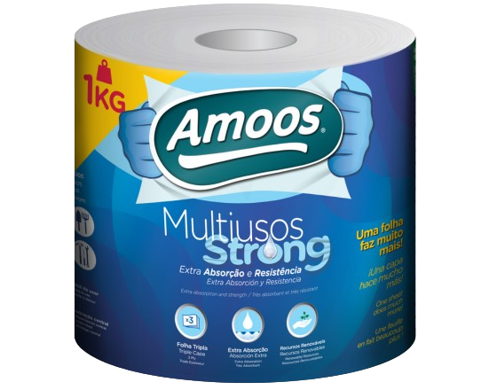 Rouleau essuie tout multi-usages 70mx22cm 3 plis Amoos Strong