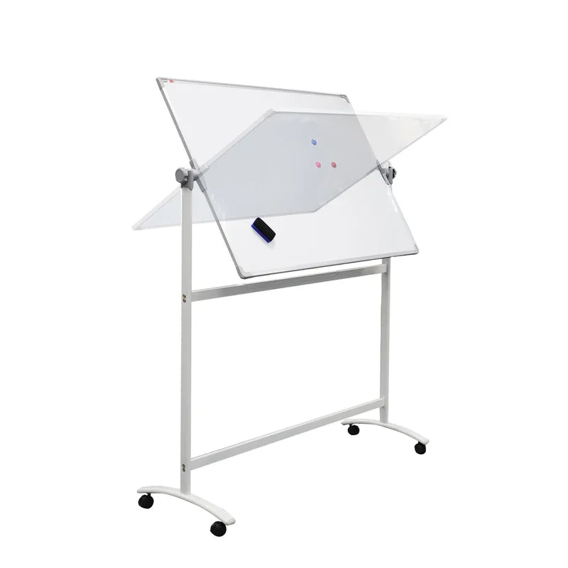 Tableau blanc pivotant double face 120x180 cm sur roulettes
